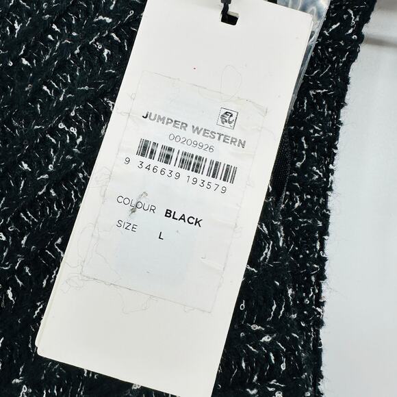 NWT City Chic Western Jumper Sweater Marled Knit Wrap Peplum in Black Size 20 - Picture 9 of 10